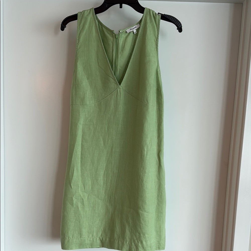 Madewell Sleeveless Green Linen Dress